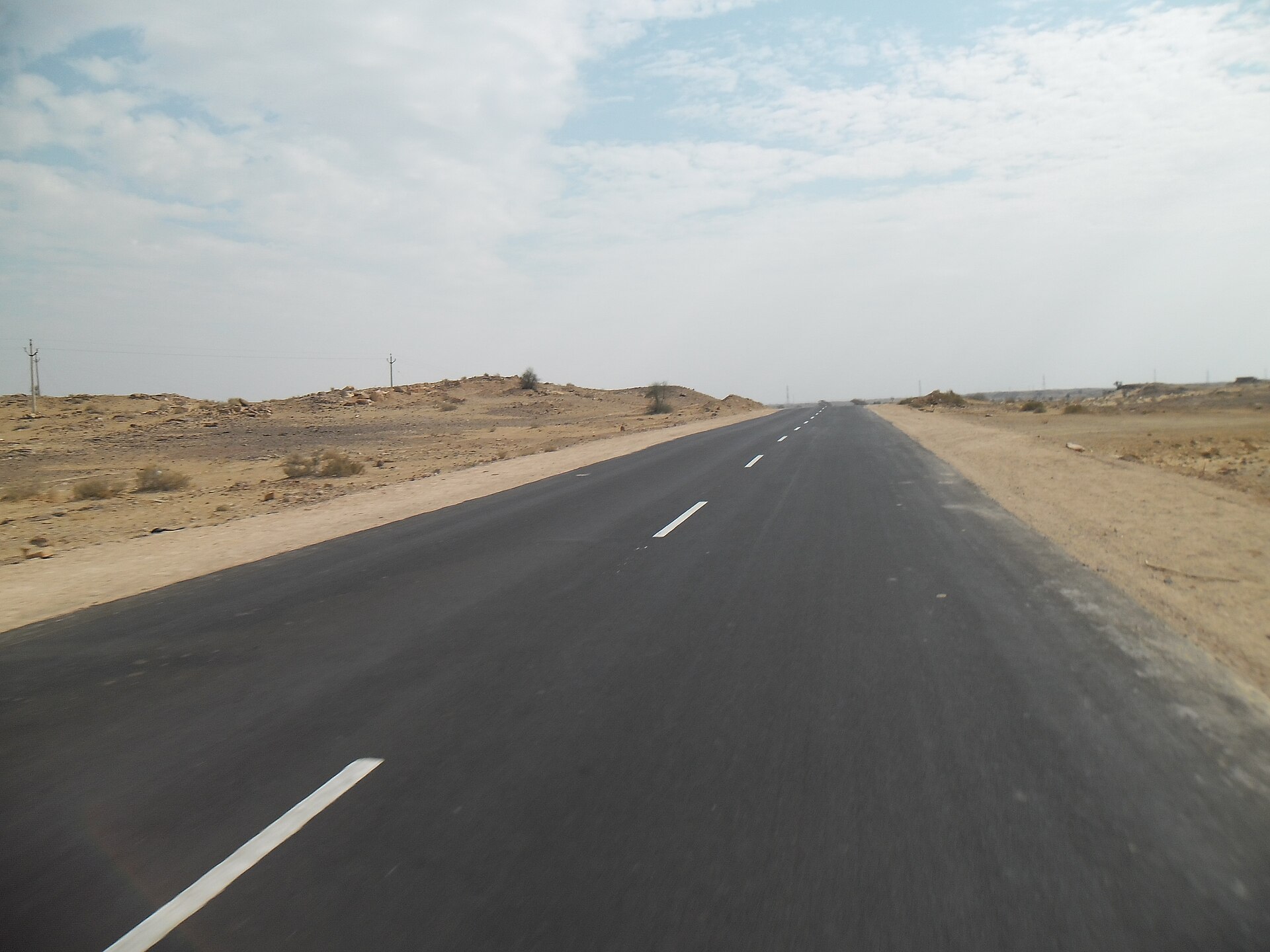 Open highway through the Thar Desert